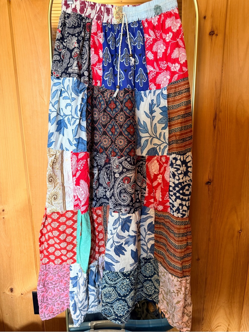 Kathmandu Patchwork Maxi Skirt in Red, Blue, Navy, Teal, Pink